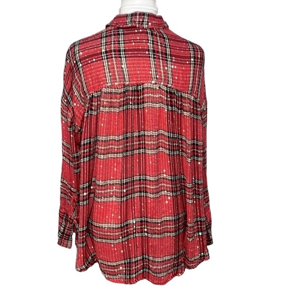 Free People Fearless Love Sequins Blouse Red - Picture 4 of 6